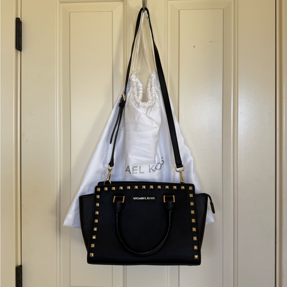 Michael Kors studded satchel saffiano leather